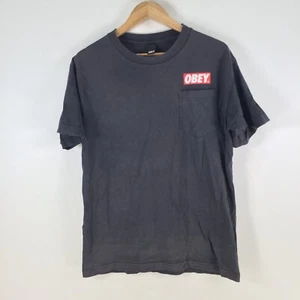 obey mens t shirt size M faded black short sleeve crew neck cotton 109548 - Picture 1 of 8