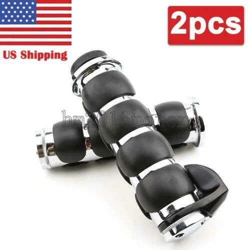 1" Chrome Handle Bar Grips For Kawasaki Vulcan VN 500 800 900 1500 1600 2000 US - Изображение 1 из 4