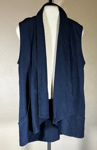 North Face Sleeveless Sweater Women Medium Blue Open Cardigan Casual Med M - Picture 1 of 9