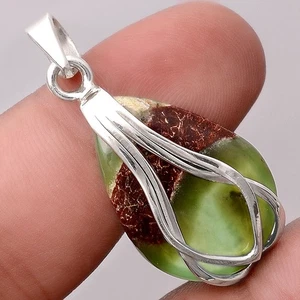 Natural Boulder Chrysoprase Australia 925 Sterling Silver Pendant Jewelry P-1303 - Picture 1 of 5