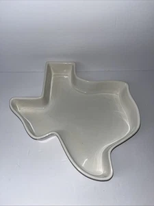 Texas State Shaped Handmade Pottery Serving Tray Chip Dip Plate Turquoise Teal - Picture 1 of 4