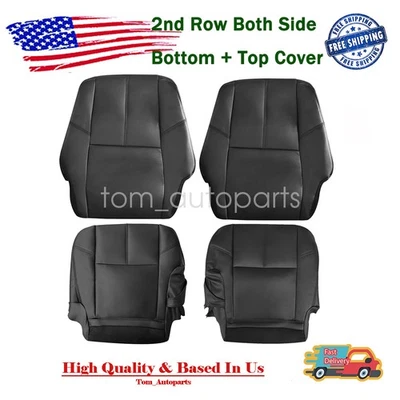 For 07-14 Silverado 1500 Tahoe 2nd Row Both Bottom Top Leather Seat Cover Black - Image 1 of 4