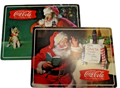 Santa and Coca-Cola Set of 2 Cork Backed Christmas Placemats - Image 1 of 4