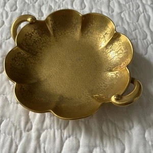 Pickard China Hand Painted 24K Gold ROSE & DAISY Embossed Candy Dish Bowl 6” VTG - Picture 1 of 8