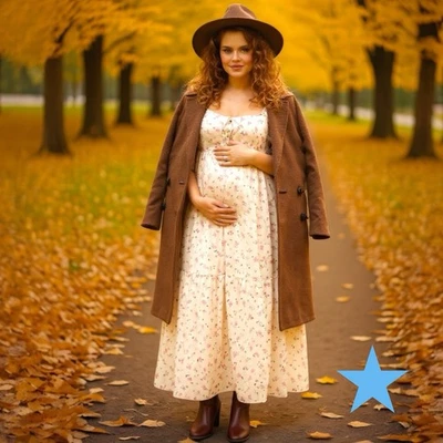 Worth Collective Cara Pink Floral & Tan Dress 3/4 Sleeve Cottagecore S Maternity - Image 1 of 4