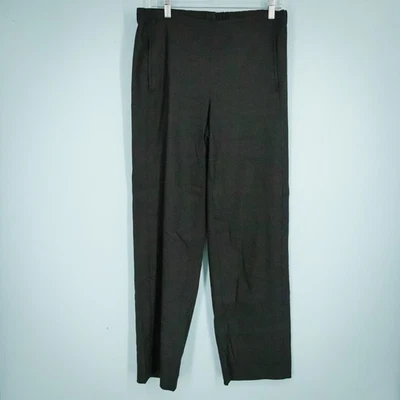 Pantalones J. Jill Talla 8 Negro Pull On Cintura Elástica Pierna Recta Mezcla Lino Foto 1 de 4