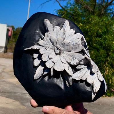 7.99LB  Natural chrysanthemum stone quartz carving aura healing gift - Image 1 of 4