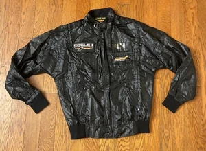Vintage 80’s Style Auto Carerra Design Eagle 1 Black Racing Jacket size LARGE L - Picture 1 of 12