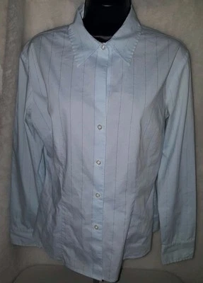 Blusa Camisa Top Mujer New York & Company Talla M Mediana Azul Rayas Foto 1 de 3