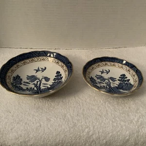 Real Old Willow w/ Gold Rim A8025 By Booths Bowl Set of 2 Transfer Ware (L-2) - Picture 1 of 13