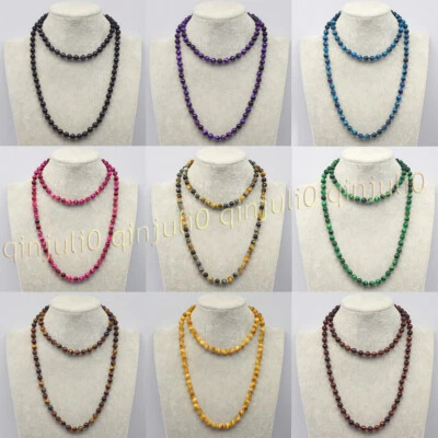 Collar de cuentas redondas naturales multicolores ojo de tigre piedras preciosas 6/8/10/12 mm 20-36"" Foto 1 de 4