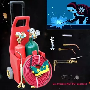 HVAC Portable Oxygen Acetylene Welding Cutting Torch Kit Regulator Set Gas Tank - Picture 1 of 15