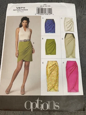 Vogue Patterns V8711 Womens Fitted Skirt Mock Wrap Options AA 6 8 10 12 Uncut - Image 1 of 4