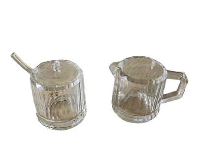 Juego de crema y azúcar Lucite vintage con cuchara transparente Foto 1 de 4