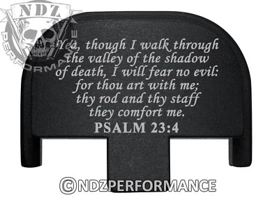 NDZ PERFORMANCE Rear Slide Plate for Smith Wesson S&W SD9 SD40 VE 9mm 40 BK Bible Psalm 23:4