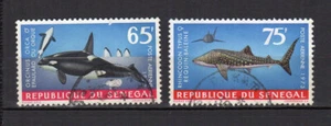 Sénégal poste aérienne 1973 série de 2 timbres oblitérés cétacé & posson /TE3219 - Picture 1 of 1