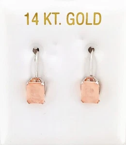 GENUINE MORGANITE DANGLING EARRINGS 14k WHITE GOLD - Free Certificate Appraisal - Picture 1 of 8