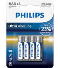 4 x AAA Philips Ultra Alkaline Batteries LR03 MN2400 Battery 4 Pack - NEW