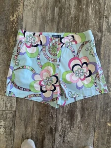 Melly M light blue retro floral print shorts - 4 - Picture 1 of 3