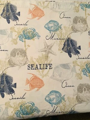 Beach Shower Curtain Fabric Fish Sealife Ocean Marine Bathroom Starfish - Image 1 of 4