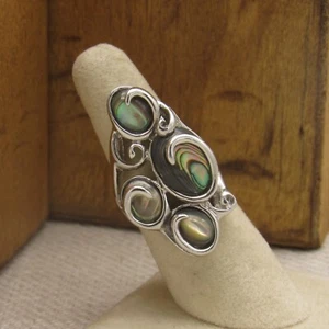 Anillo de abulón Wispy de plata de ley talla 7 - Imagen 1 de 5