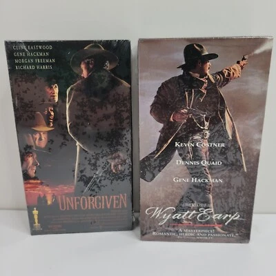 Lot of 2 VHS New Factory Sealed Unforgiven Wyatt Earp Western Gene Hackman Foto 1 de 4