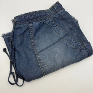 Anthropologie Cloth & Stone Denim Chambray Rock ausgefranster Saum Kordelzug Damen M - Bild 1 von 7