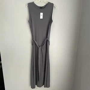 NEW Banana Republic Maxi Dress Medium Tall Gray Sleeveless Rayon Belted $130 - Picture 1 of 19