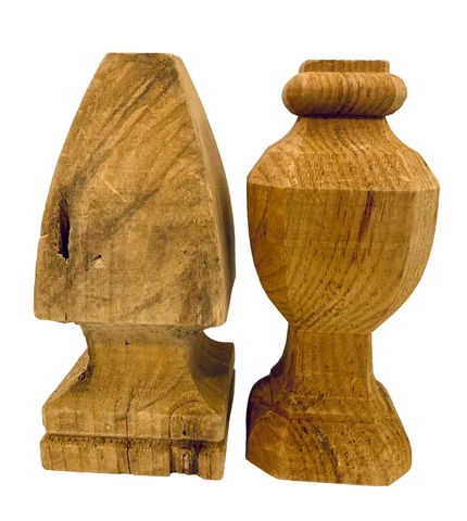 2 Vintage Architectural Salvage Wood Post Top Finial Caps Newell Caps Cover