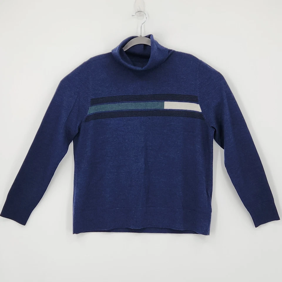 Pendleton Simple Informal 100% Lana Merino Capa Base Cuello Alto Azul XL Agujero de Prendedor Foto 1 de 4
