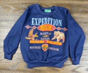 Vtg Screamers Youth Nature Crewneck Expedition Wildlife Bald Eagle & Bear Size 5 - Picture 1 of 7