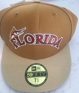 Sombrero ajustado Florida Marlins Panamá tostado New Era 59Fifty 7 3/4. Nuevo con etiqueta envío rápido - Imagen 1 de 9