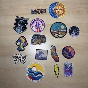 Lot Of 15 Iron On Sew On Embroidered Mushroom Patches Adventure Travel Scenic - Picture 1 of 6