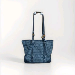 Coach F11527 Signature Jacquard Tote Shoulder Bag Black Gray Leather Trim Clean - Bild 1 von 11