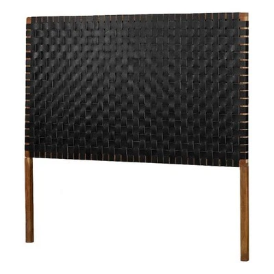 Cabecero South Shore Balka 63,5" W de cuero tejido en acabado negro mate Foto 1 de 4