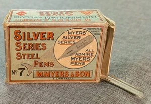 Full Box Approx 80 RARE MYERS Silver Series Steel Pens #7 Dip Pen Nibs - Picture 1 of 11