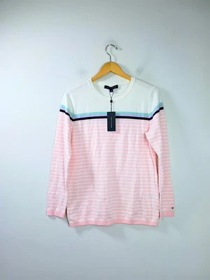 NEW Tommy Hilfiger Crewneck Striped 100% Cotton Sweater Women's Large - Image 1 of 4