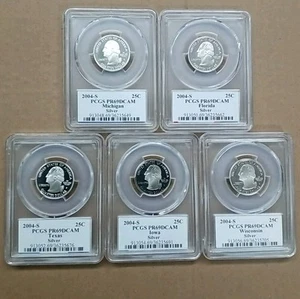 2004 S Silver Proof Quarter Set PCGS PR69DCAM 5 Coins - Picture 1 of 2