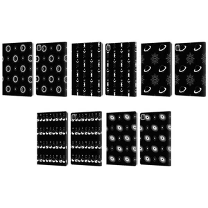 OFFICIAL HAROULITA CELESTIAL BLACK AND WHITE LEATHER BOOK CASE FOR APPLE iPAD - Picture 1 of 11