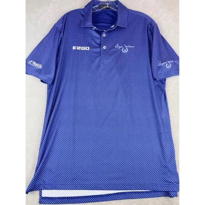 Camisa polo de golf Byron Nelson mediana para hombre azul blanco estampado de puntos manga corta EZGO Foto 1 de 4