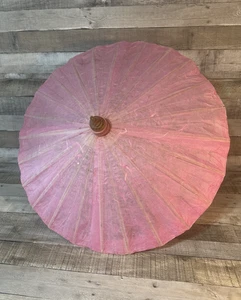 Vintage rosa asiatisch orientalisch Papier und Bambus Regenschirm Sonnenschirm 24" - Bild 1 von 24