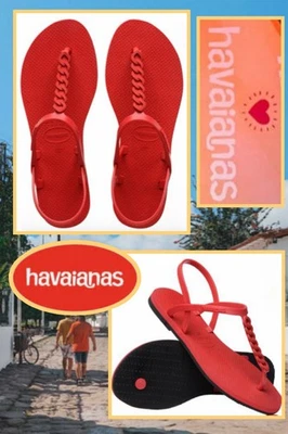 NUEVO CON ETIQUETAS ❤️‍🔥Havaianas You Paraty Chains Sandalias Talla 8.5 Rojo Rubí ¡CÓMODAS Y LINDAS! Foto 1 de 4