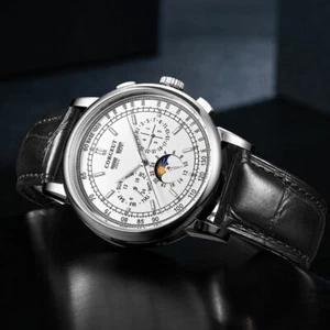 42mm CORGEUT Weiß Zifferblatt Datum Mondphase Automatisch Herrenuhr men's watch - Bild 1 von 11