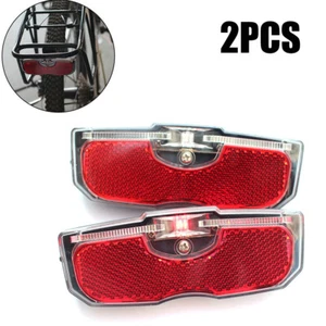 2x Bicycle Cycling Rear Reflector LED Tail Light Luggage Rack Mounted RED Color - Picture 1 of 12
