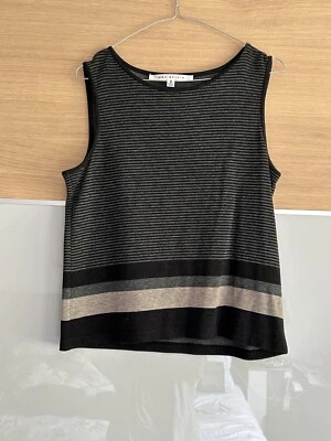 Max Studio Ärmellose Bluse Gr. M Schwarz Grau Beige  - Bild 1 von 4