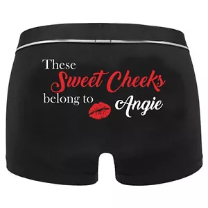 Personalised Valentine's Day Boxer Gift Men Him Funny Shorts Trunks Sweet Cheeks - Picture 1 of 3