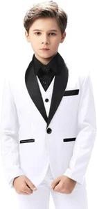 Boy's Suits Shawl Lapek Formal Wear Set Evening Party Wedding Groom Three Pieces - Picture 1 of 27