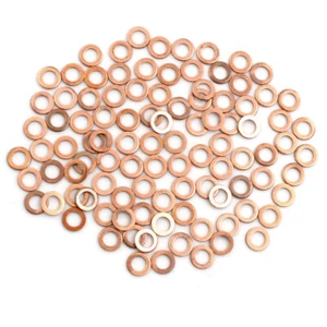 100pcs 5mm Inner Diameter Copper Washers Flat Sealing Gaskets Rings - Afbeelding 1 van 2