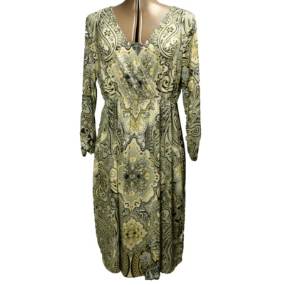 Vestido Style & Co. Estampado Geométrico Cuello en V Hasta la Rodilla Manga 3/4 Multicolor XL Foto 1 de 4