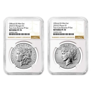 2pc Set - 2024-S Reverse Proof $1 Morgan and Peace Silver Dollar NGC PF70 Bro... - Picture 1 of 3